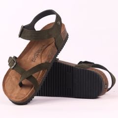 Dép đế trấu birken bé trai bé gái quai ngang sandal xỏ ngón da lộn premium HISHOO H118