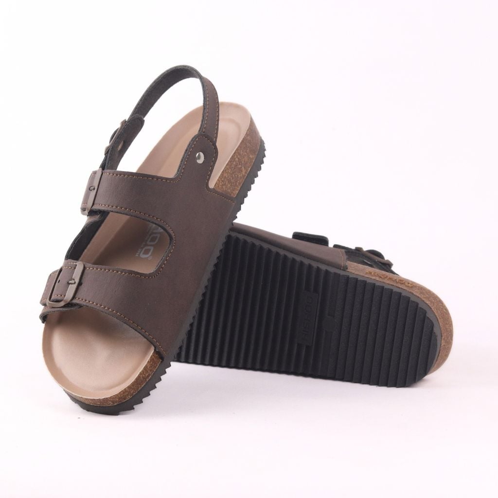 Dép đế trấu sandal birken quai ngang 2 khoá premium HISHOO B102