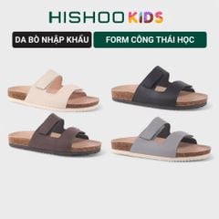 Dép đế trấu birken bé trai bé gái quai ngang xé dán premium HISHOO B105