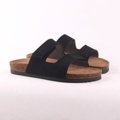 Dép đế trấu birken quai ngang xé dán da lộn premium HISHOO H105