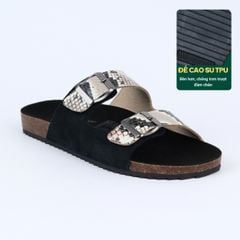 Dép đế trấu birken Da hiếm 2 khoá Hishoo M107