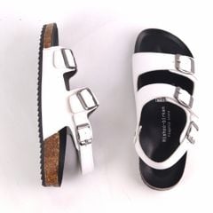 Dép đế trấu Sandal birken quai ngang 2 khoá da bò HISHOO M102