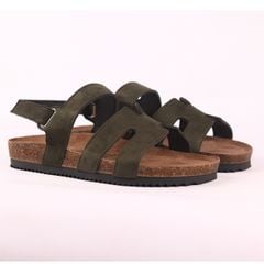 Dép đế trấu birken sandal Chữ H da lộn premium HISHOO H115