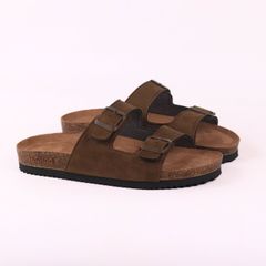 Dép đế trấu birken bé trai bé gái 2 khoá da lộn premium HISHOO H093