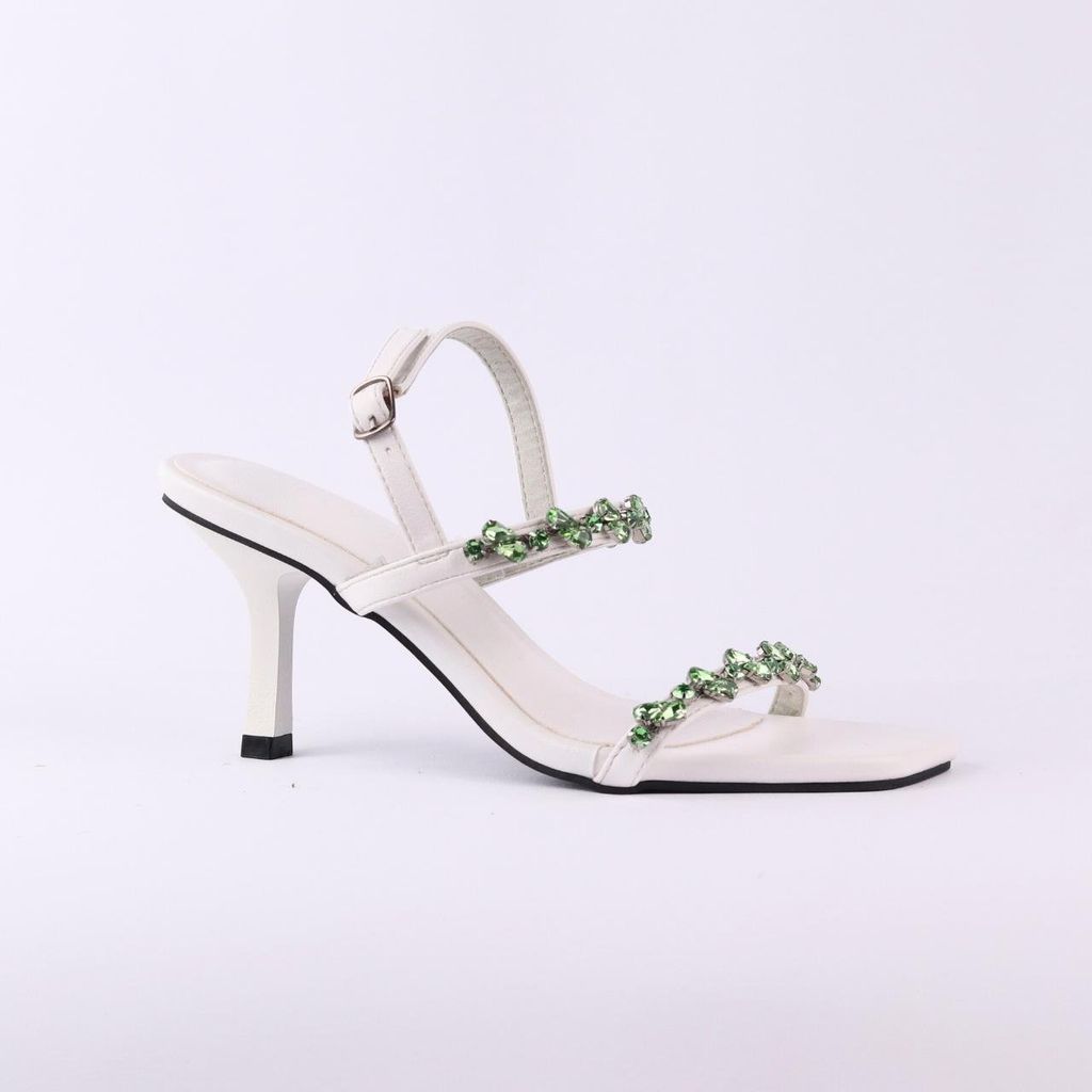 Giày Sandal Cao Gót 7cm Quai Mảnh Đính Đá Hishoo S148