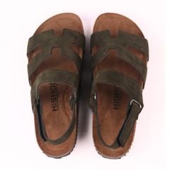 Dép đế trấu birken bé trai bé gái sandal Chữ H da lộn premium HISHOO H115