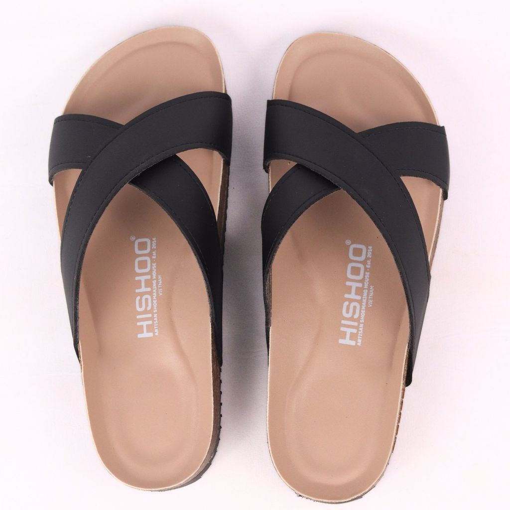 Dép đế trấu birken bé trai bé gái quai ngang chéo premium HISHOO B096
