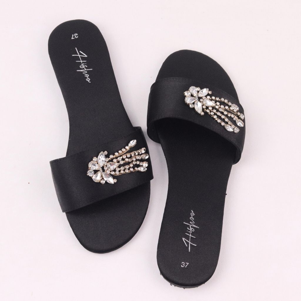Dép Lê Nữ Đế Bệt Quai Ngang Đính Đá Có Bigsize HISHOO S086