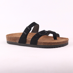 Dép đế trấu birken quai ngang xỏ ngón da lộn premium HISHOO H098
