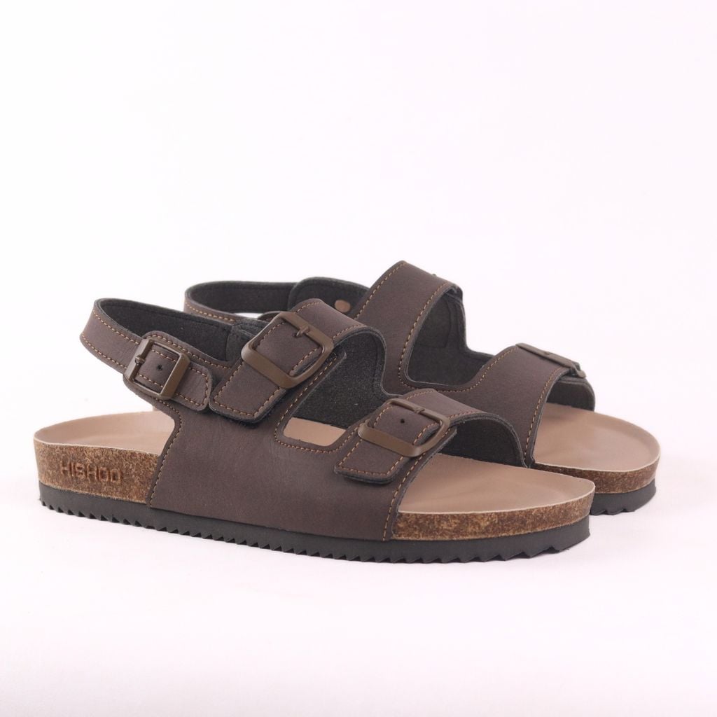 Dép đế trấu sandal birken quai ngang 2 khoá premium HISHOO B102