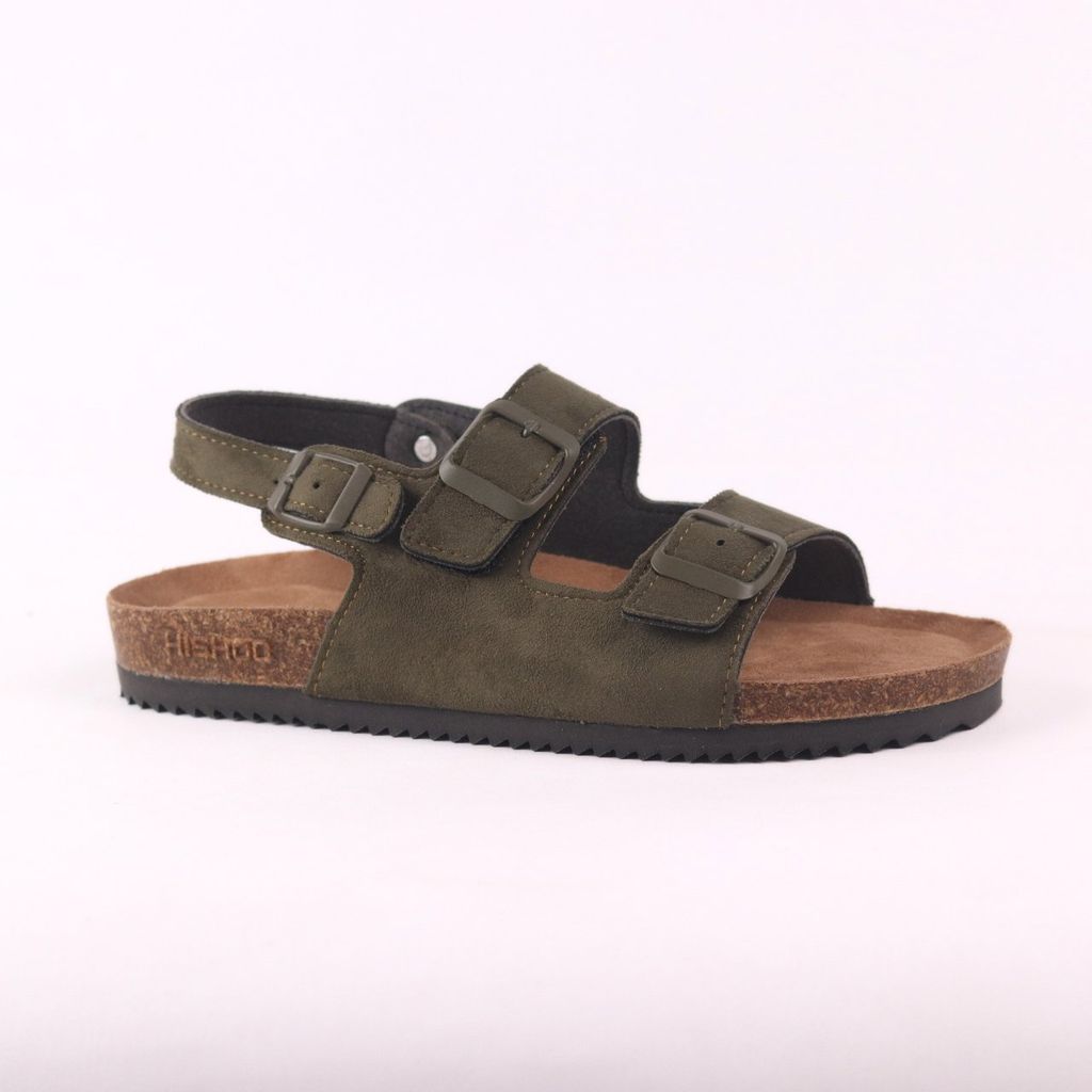 Dép đế trấu sandal birken bé trai bé gái quai ngang 2 khoá premium HISHOO H102