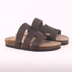 Dép đế trấu birken Chữ H Sandal quai ngang bản premium HISHOO B104