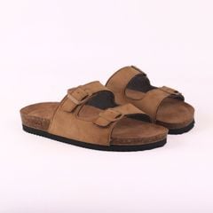 Dép đế trấu birken bé trai bé gái 2 khoá da lộn premium HISHOO H093