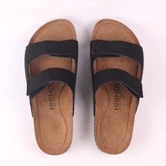 Dép đế trấu birken quai ngang xé dán da lộn premium HISHOO H105