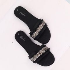 Dép Lê Nữ Đế Bệt Quai Ngang Đính Ren có Bigsize HISHOO S078