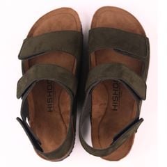 Dép đế trấu birken quai ngang sandal xé dán da lộn premium HISHOO H110