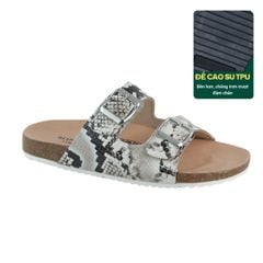Dép đế trấu birken quai ngang 2 khoá Da hiếm HISHOO M093