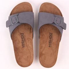 Dép đế trấu birken 1 khoá da lộn premium HISHOO H113