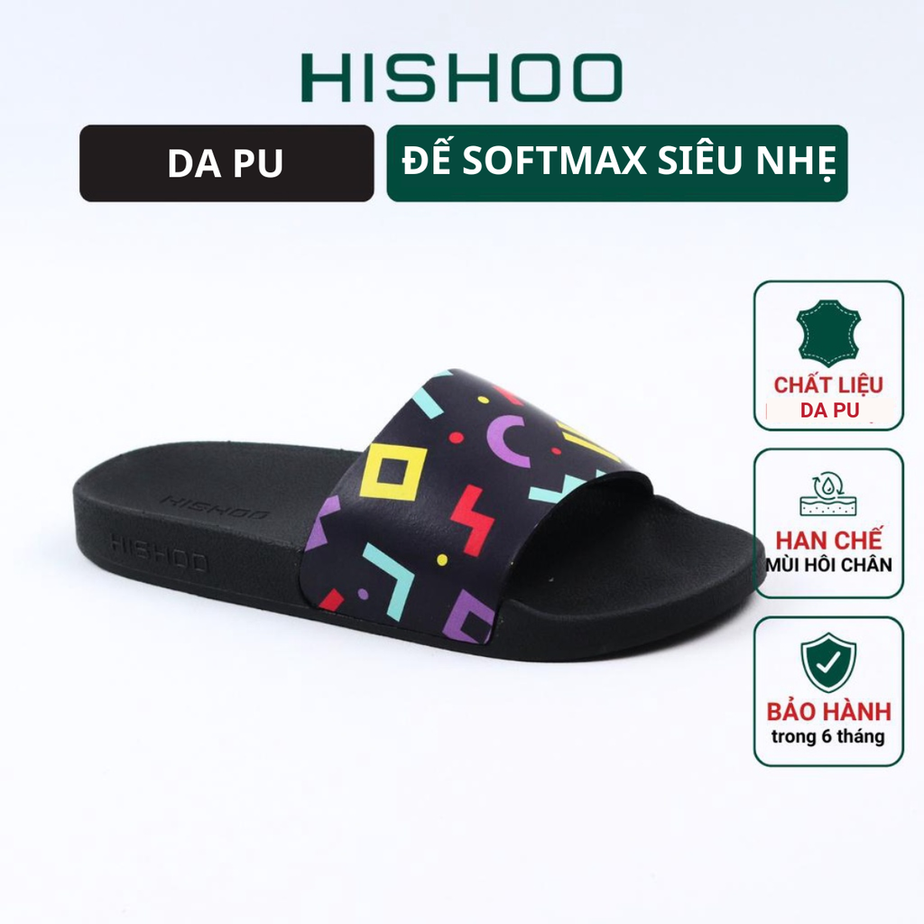 Dép quai ngang da bò In Hình Họa Tiết Game Xếp Gạch HISHOO U113
