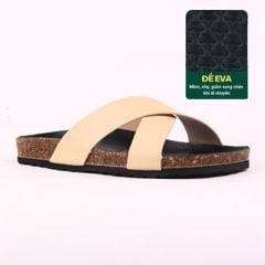 Dép đế trấu birken quai ngang chéo MẶT ĐEN HISHOO S096