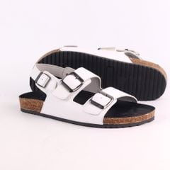 Dép đế trấu Sandal birken quai ngang 2 khoá da bò HISHOO M102