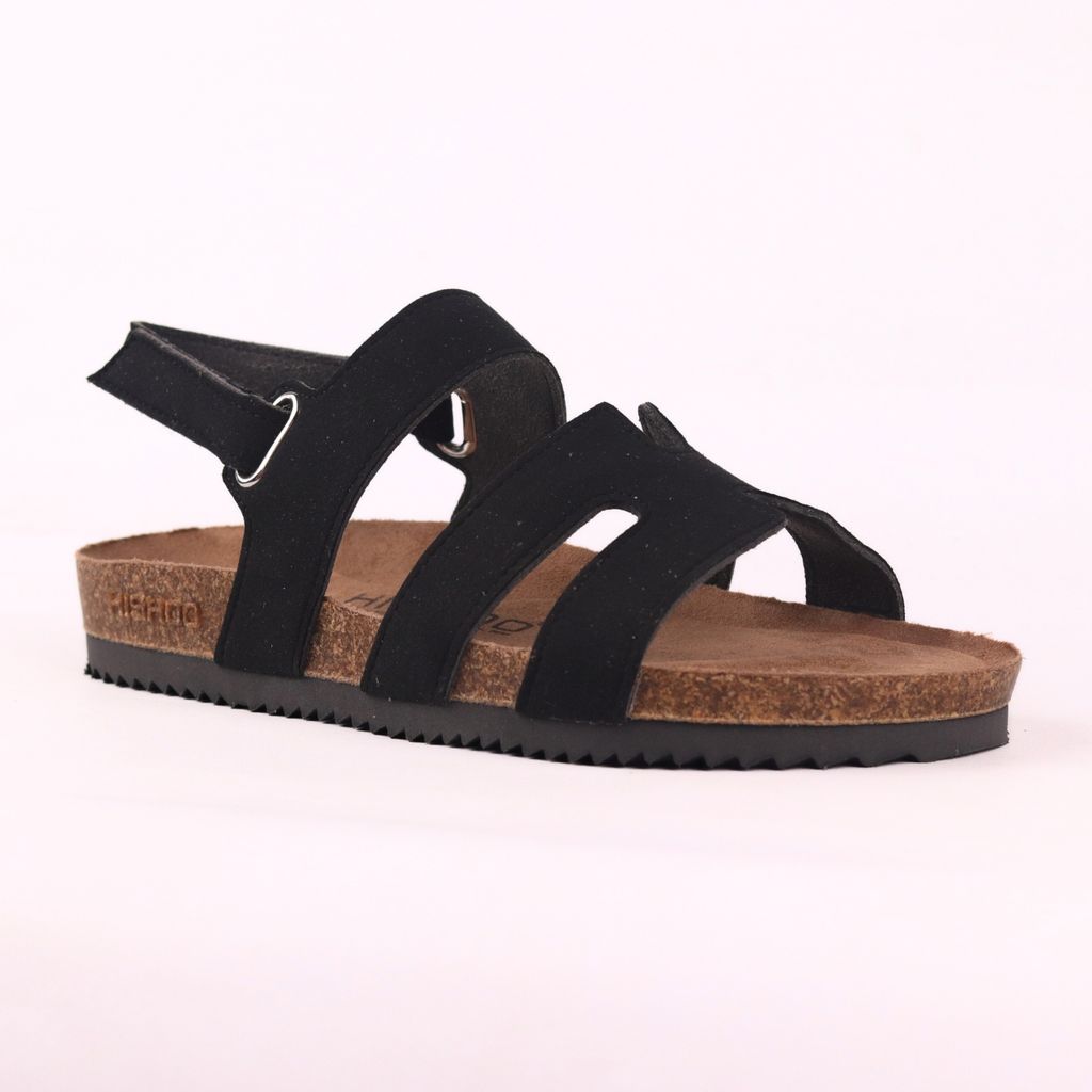 Dép đế trấu birken bé trai bé gái sandal Chữ H da lộn premium HISHOO H115