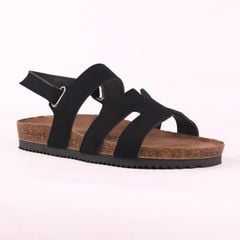 Dép đế trấu birken bé trai bé gái sandal Chữ H da lộn premium HISHOO H115