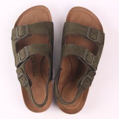 Dép đế trấu sandal birken quai ngang 2 khoá premium HISHOO H102