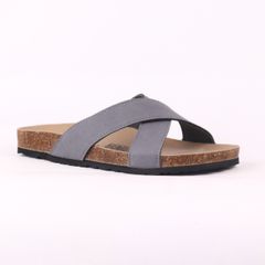 Dép đế trấu birken quai ngang chéo da lộn HISHOO R096