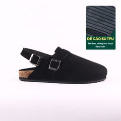 Dép đế trấu Sandal sục Boston Sandal quai ngang da lộn HISHOO R111