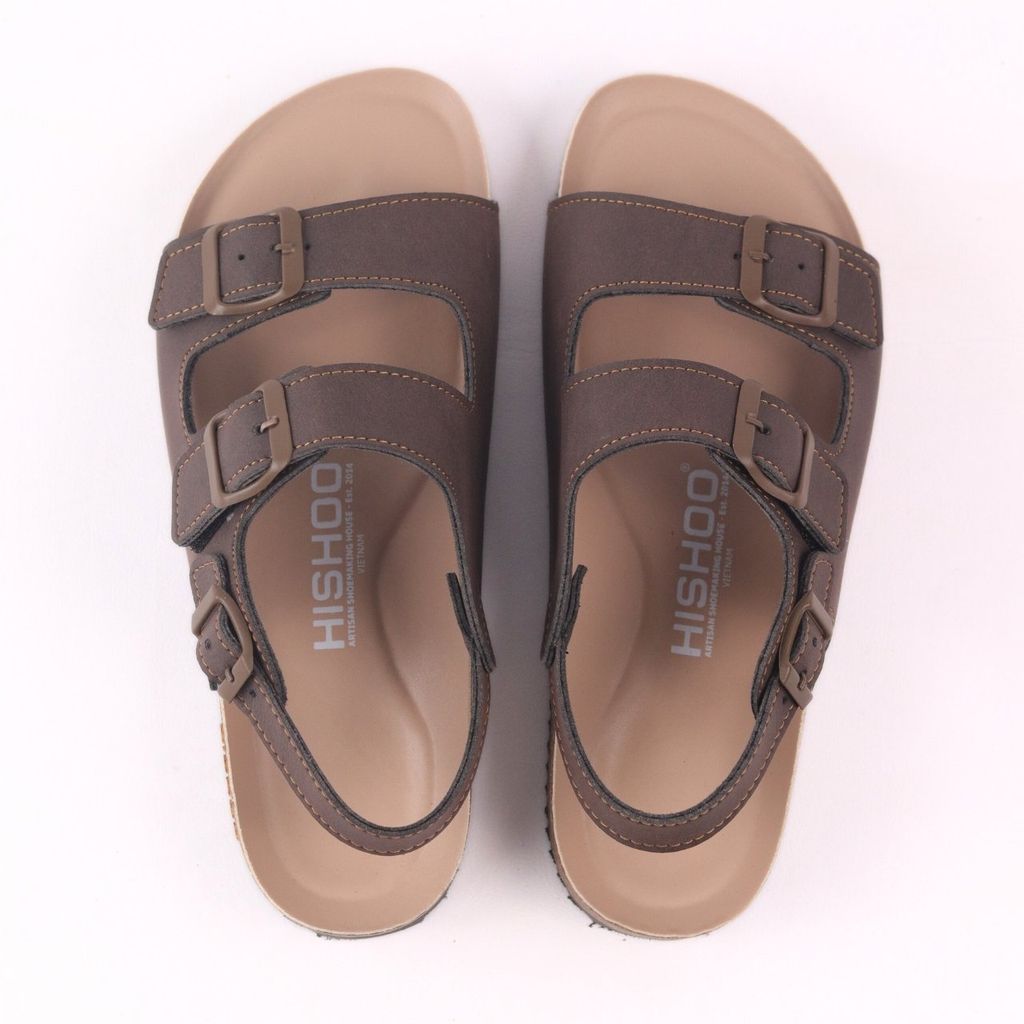 Dép đế trấu sandal birken bé trai bé gái quai ngang 2 khoá premium HISHOO B102
