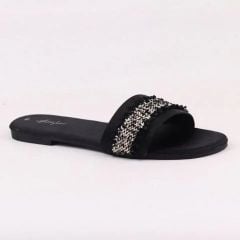 Dép Lê Nữ Đế Bệt Quai Ngang Đính Ren có Bigsize HISHOO S078