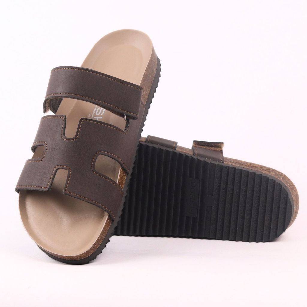 Dép đế trấu birken bé trai bé gái Chữ H Sandal quai ngang bản premium HISHOO B104