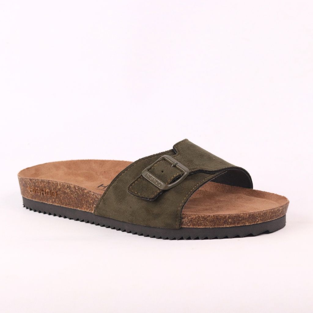 Dép đế trấu birken 1 khoá da lộn premium HISHOO H113