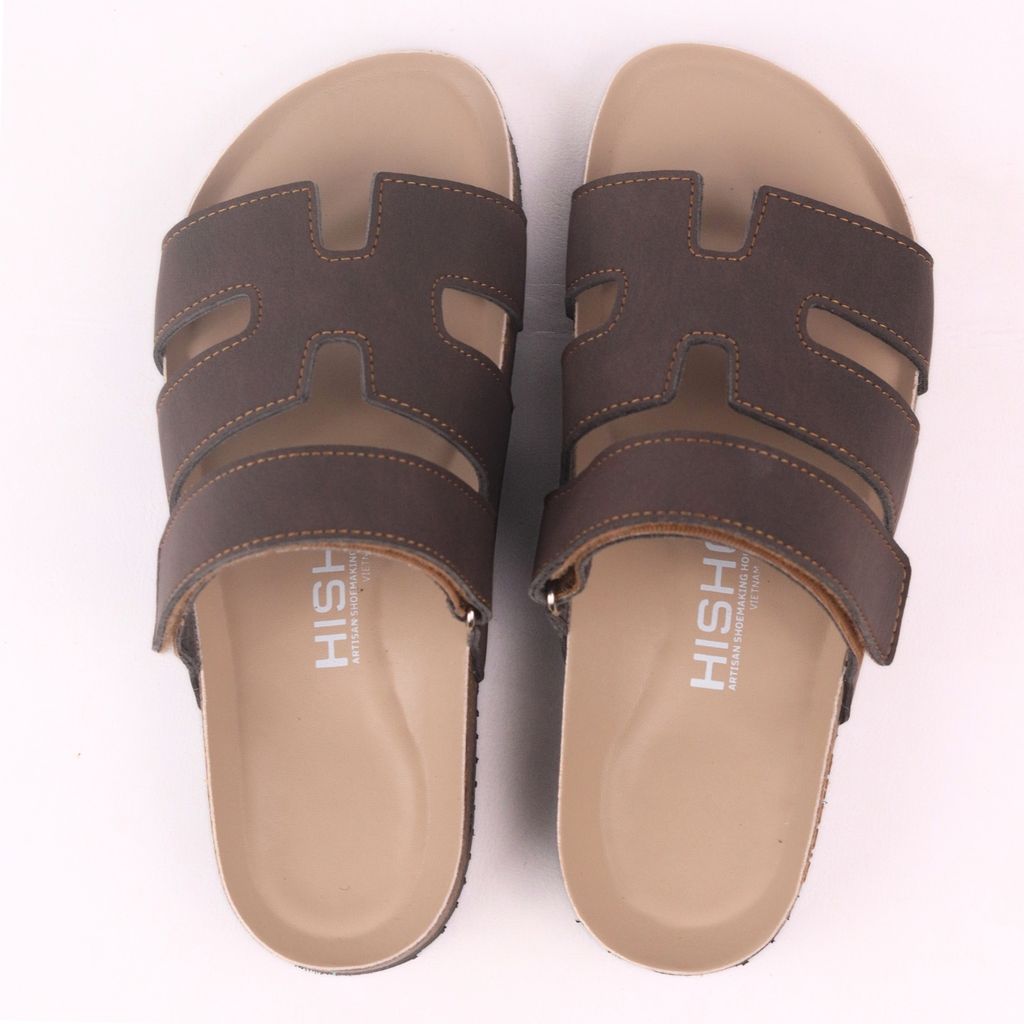 Dép đế trấu birken Chữ H Sandal quai ngang bản premium HISHOO B104