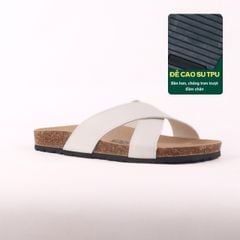 Dép đế trấu birken quai ngang chéo MẶT ĐEN HISHOO S096