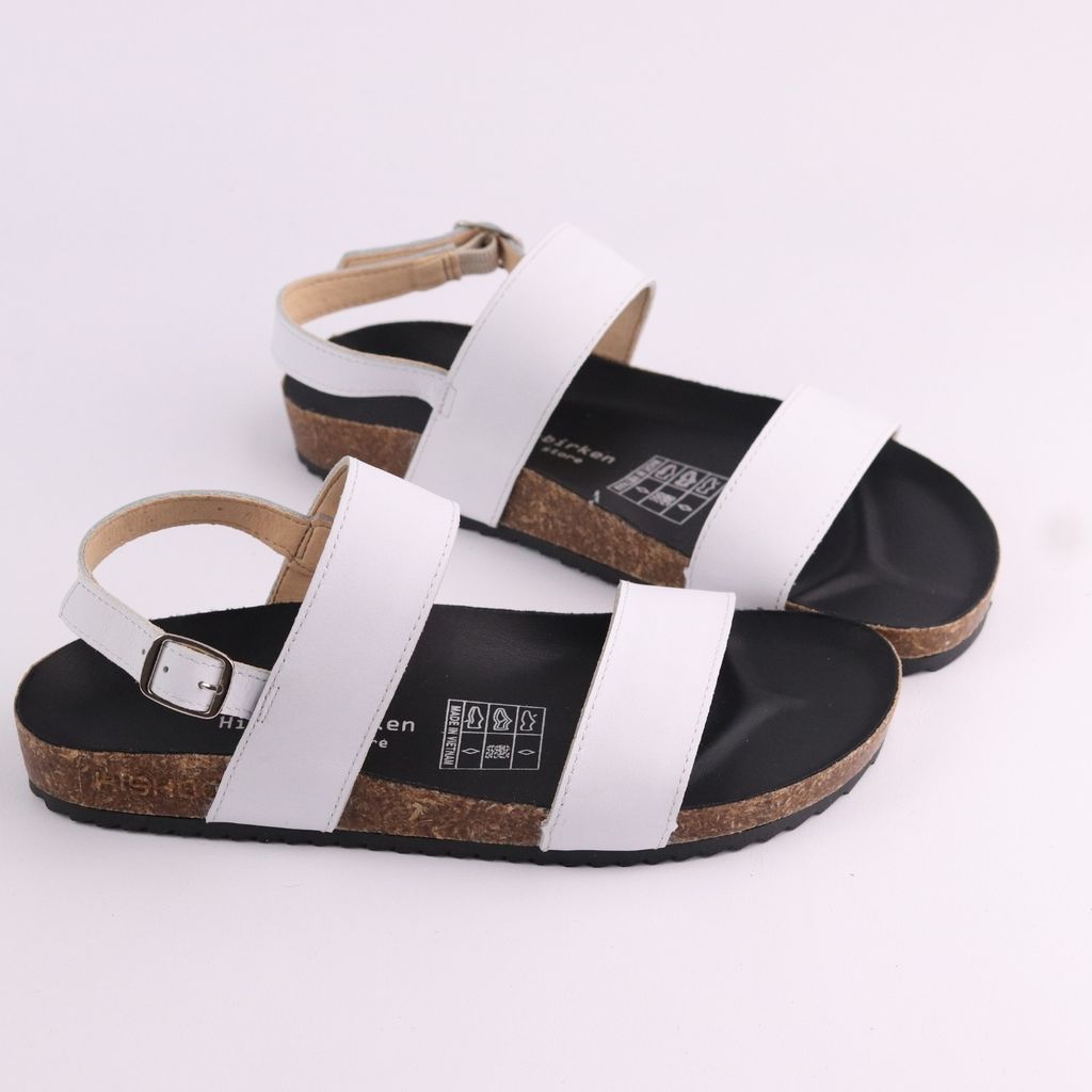 Dép đế trấu Sandal birken quai ngang da bò HISHOO M050