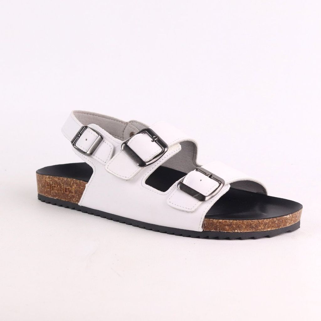 Dép đế trấu Sandal birken quai ngang 2 khoá da bò HISHOO M102