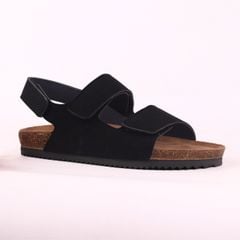 Dép đế trấu birken quai ngang sandal xé dán da lộn premium HISHOO H110