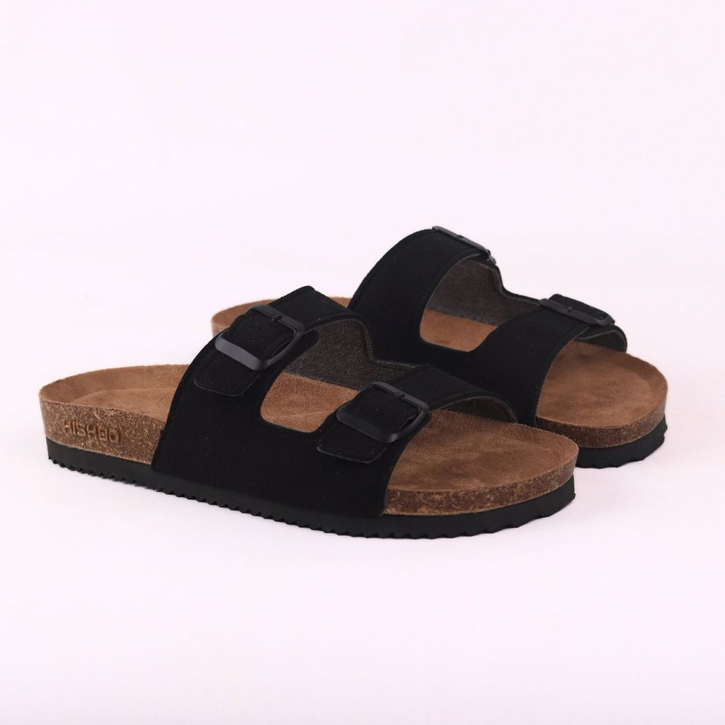 Dép đế trấu birken bé trai bé gái 2 khoá da lộn premium HISHOO H093