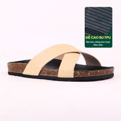 Dép đế trấu birken quai ngang chéo MẶT ĐEN HISHOO S096