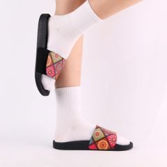 Dép quai ngang da bò Xé dán Gạch Bông HISHOO U115