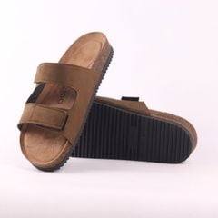 Dép đế trấu birken quai ngang xé dán da lộn premium HISHOO H105