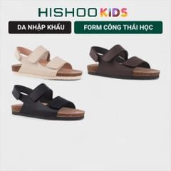 Dép đế trấu birken bé trai bé gái  sandal quai ngang xé dán premium HISHOO B110