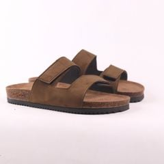 Dép đế trấu birken bé trai bé gái quai ngang xé dán da lộn premium HISHOO H105