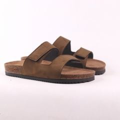 Dép đế trấu birken quai ngang xé dán da lộn premium HISHOO H105