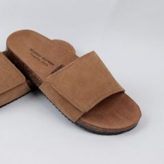 Dép đế trấu birken quai ngang Xé Dán da lộn HISHOO R103