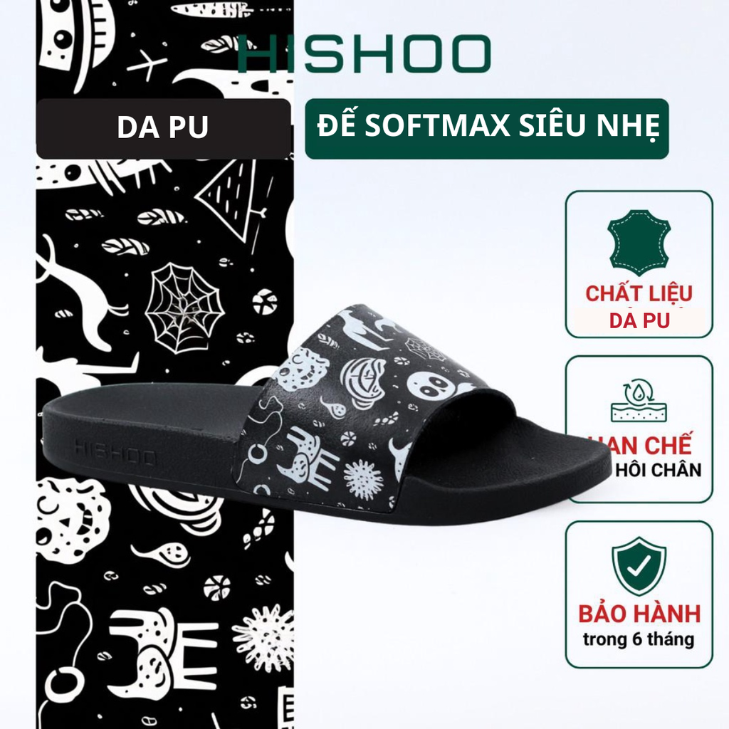 Dép quai ngang da bò In Hình Lễ Hội Ma Ám HISHOO U113