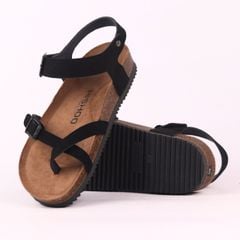 Dép đế trấu birken quai ngang sandal xỏ ngón da lộn premium HISHOO H118