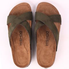 Dép đế trấu birken bé trai bé gái quai ngang chéo da lộn premium HISHOO H096